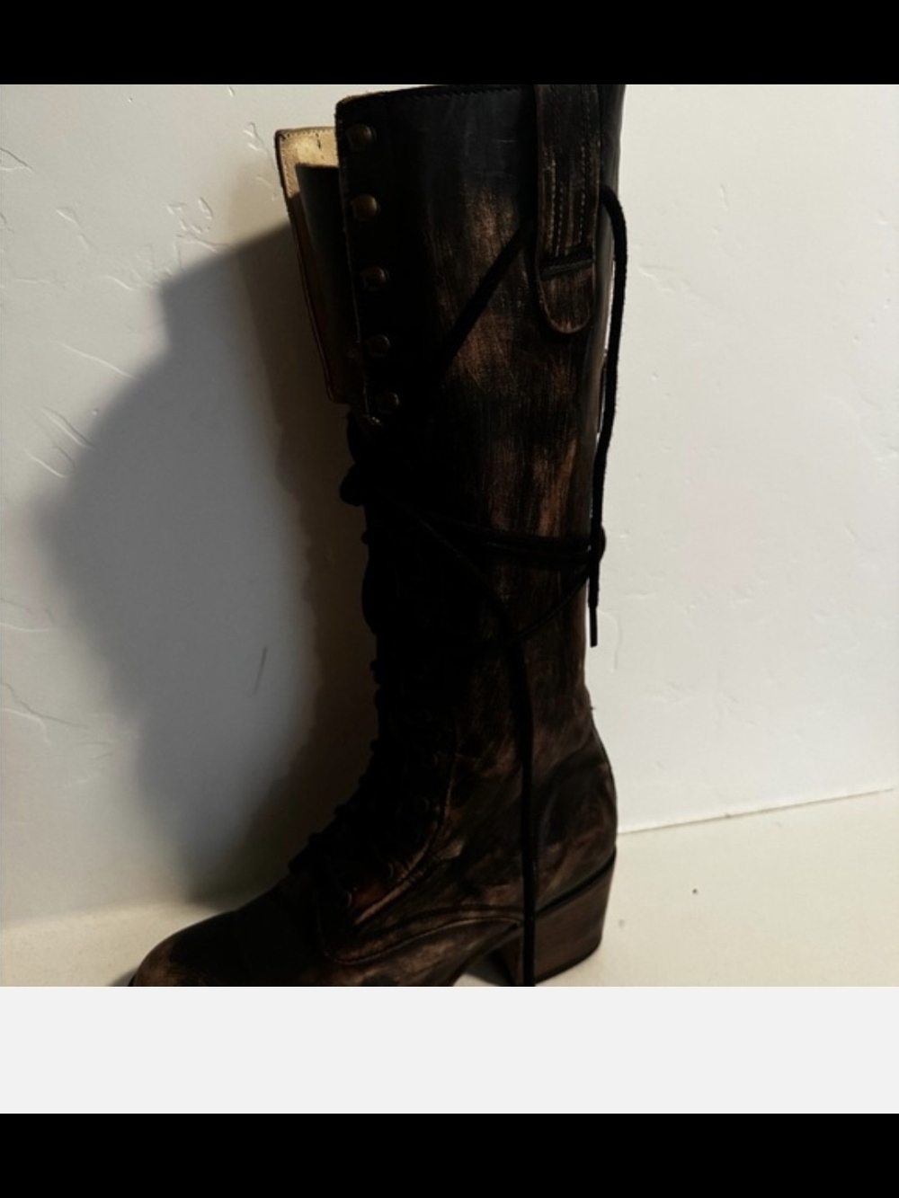 Freebird by Steven Brown Distressed Tall Lace-Up Combat Boots - Picture 2 of 9